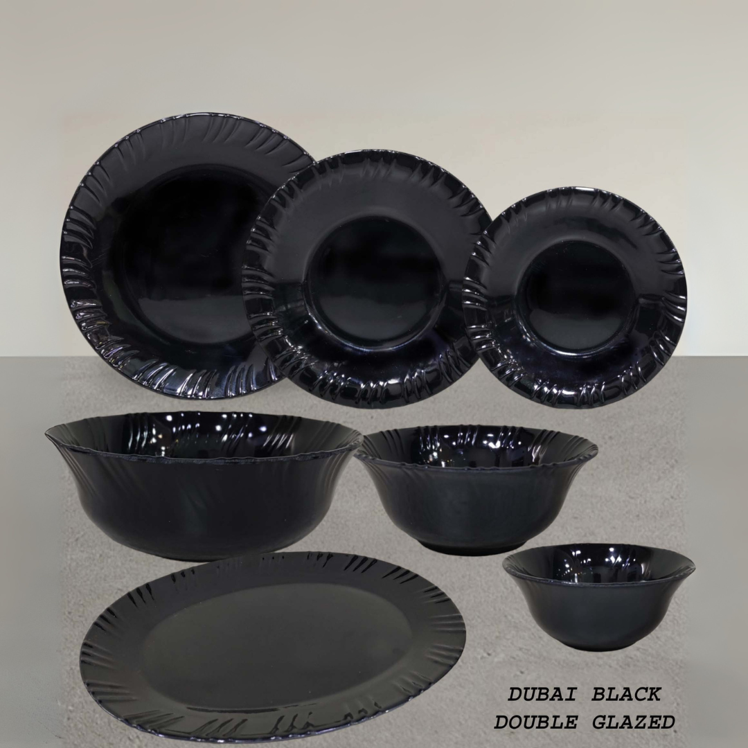 Melamine Black Color Double Glazed Loose Dinner Range