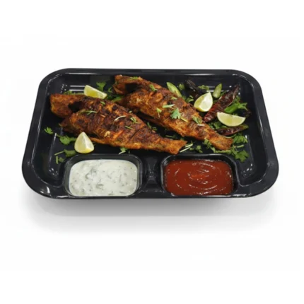 melamine black color fish platter for serving