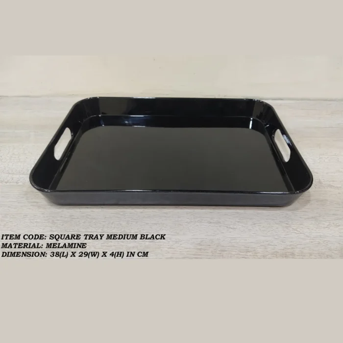 Melamine Black Color Medium Tray For Serving