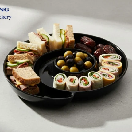 melamine black color platter for serving