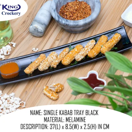 Melamine Black Color Single Kabab Tray For Serving