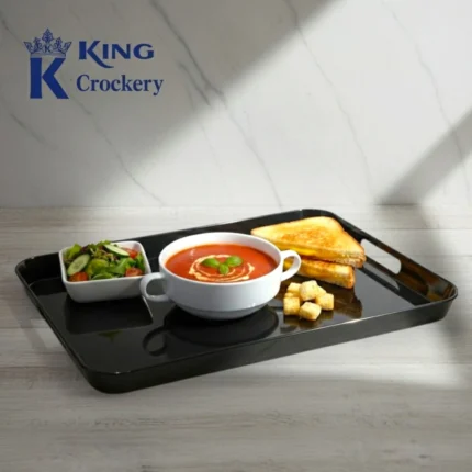 Melamine black color tray for serving food and drinks