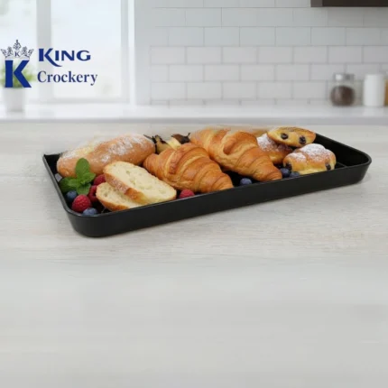 Melamine black color tray for serving food and drinks
