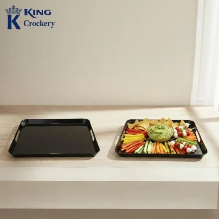 Melamine black color tray for serving food and drinks