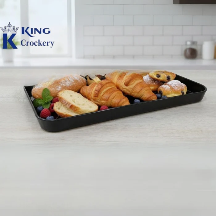 Melamine black color tray for serving food and drinks