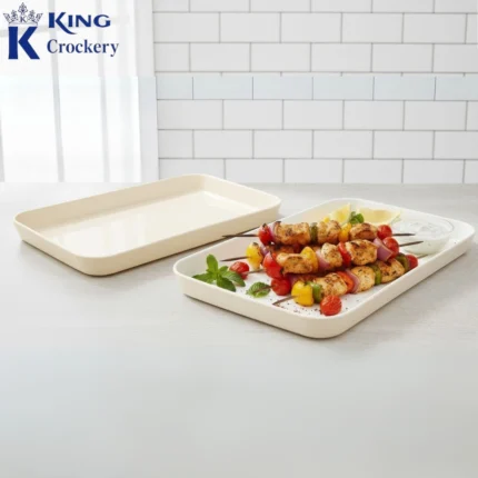 Melamine cream color tray for serving food and drinks