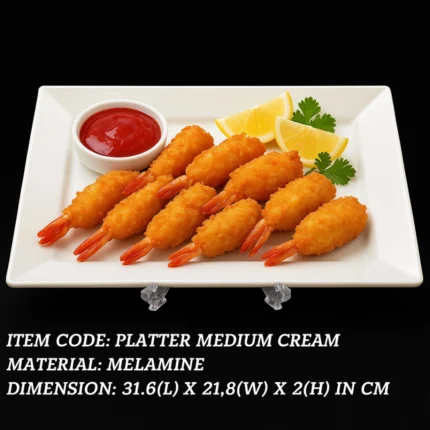 melamine platter in medium size in cream color