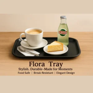 melamine serving tray in black color