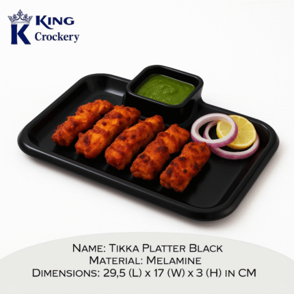 melamine tikka platter in black color