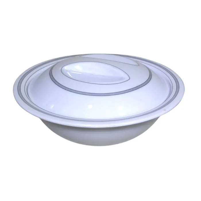 Melamine White Color Double Glazed Donga with Cover 9.5 inch For Serving