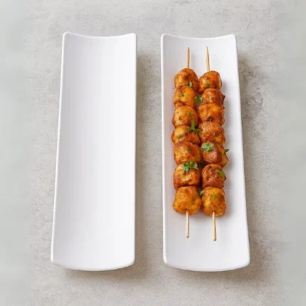 Melamine white color kabab tray for serving