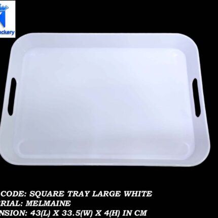Melamine White Color Large Handle Tray For Serving