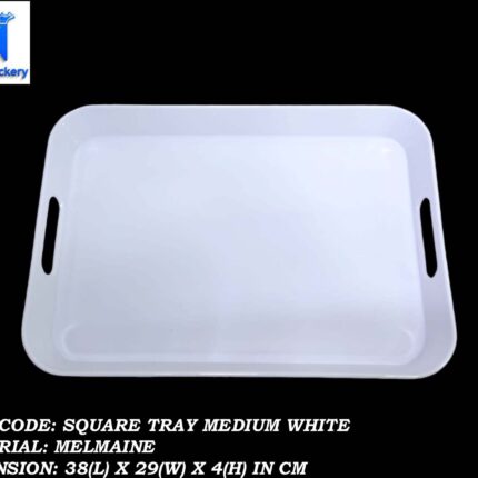 Melamine White Color Medium Handle Tray For Serving