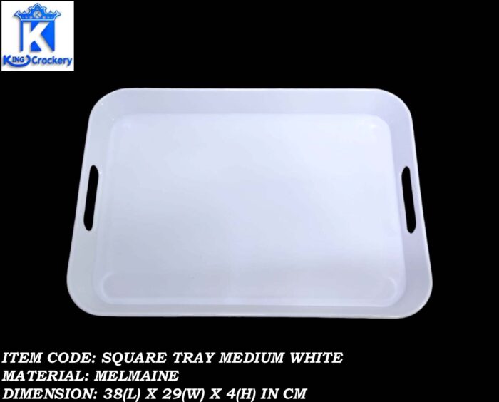 Melamine White Color Medium Handle Tray For Serving