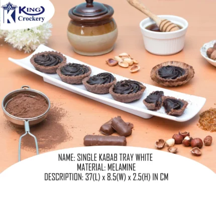 Melamine White Color Single Kabab Tray for Serving