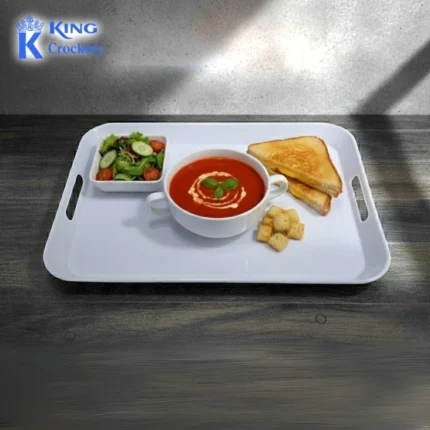 Melamine white color tray for serving food and drinks