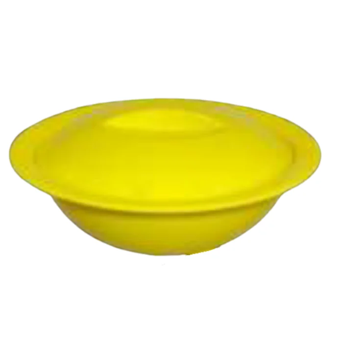 Melamine Yellow Color Double Glazed Donga with Cover 9.5 inch For Serving