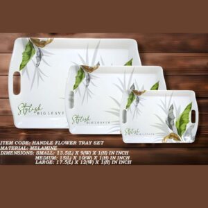 Handle Flower Melamine Printed Tray in 4 Sizes For Serving