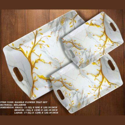 Printed Handle Tray in 3 Sizes Small, Medium and Large For Serving