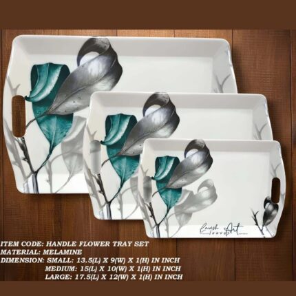 Printed Handle Tray in 3 Sizes Small, Medium and Large For Serving