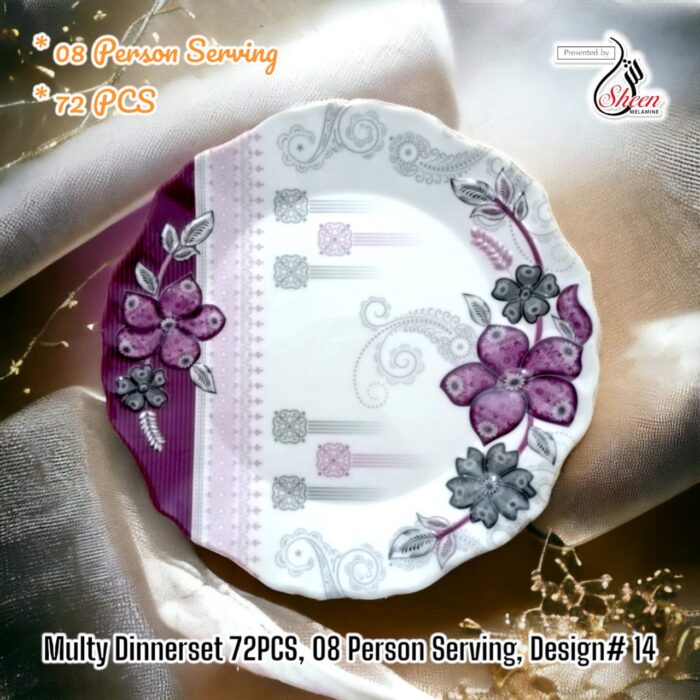 Printed Melamine 72 Pcs Dinner Set For 8 Person