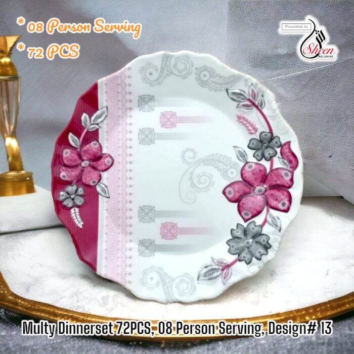 Printed Melamine 72 Pcs Dinner Set For 8 Person