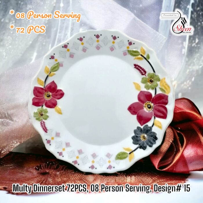 Printed Melamine 72 Pcs Dinner Set For 8 Person