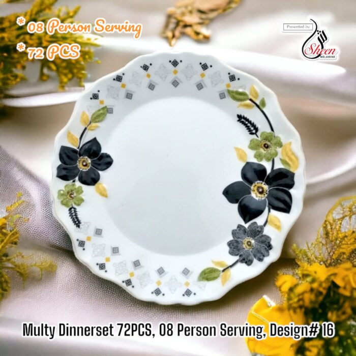 Printed Melamine 72 Pcs Dinner Set For 8 Person