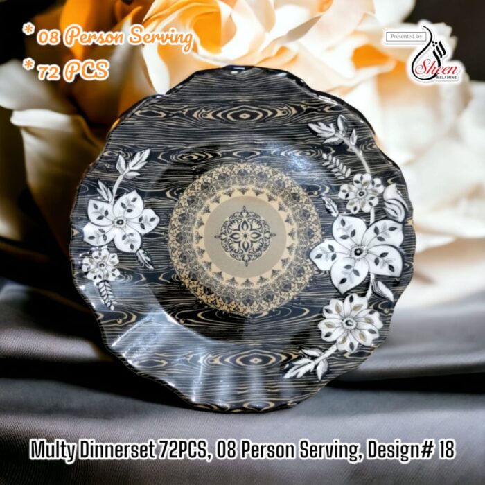 Printed Melamine 72 Pcs Dinner Set For 8 Person