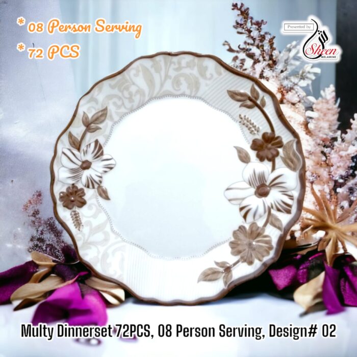 Printed Melamine 72 Pcs Dinner Set For 8 Person