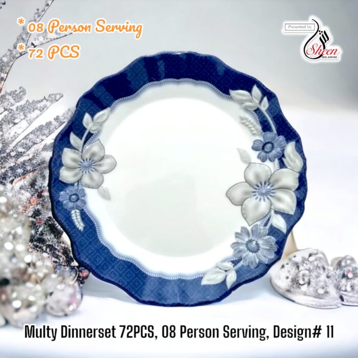 Printed Melamine 72 Pcs Dinner Set For 8 Person