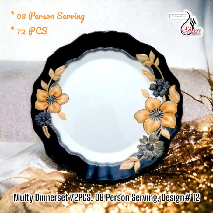 Printed Melamine 72 Pcs Dinner Set For 8 Person