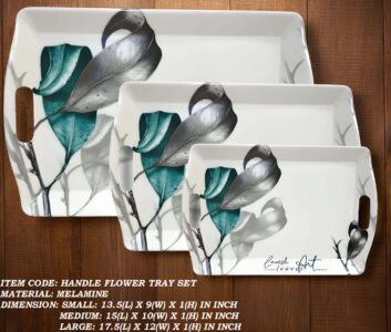 Printed Melamine Serving Handle Tray in 3 Sizes – Small, Medium, and Large