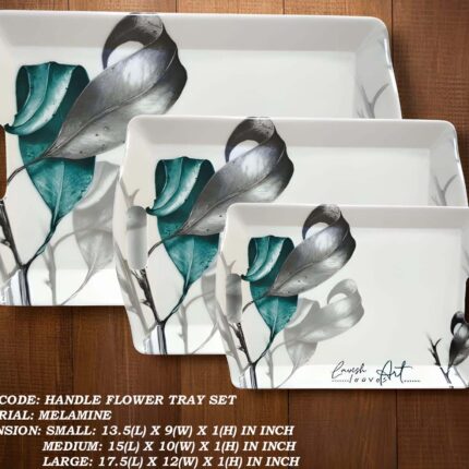 Printed Melamine Serving Handle Tray in 3 Sizes – Small, Medium, and Large