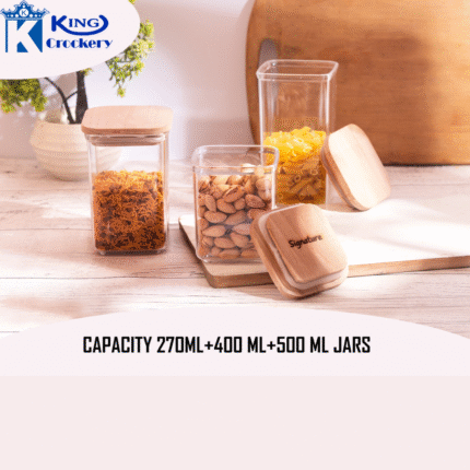 Signature 270 ml,400 ml and 500 ml Acrylic Storage Jar with Lid for Storing Dry Food, Snacks, Spices, and Pantry Essentials