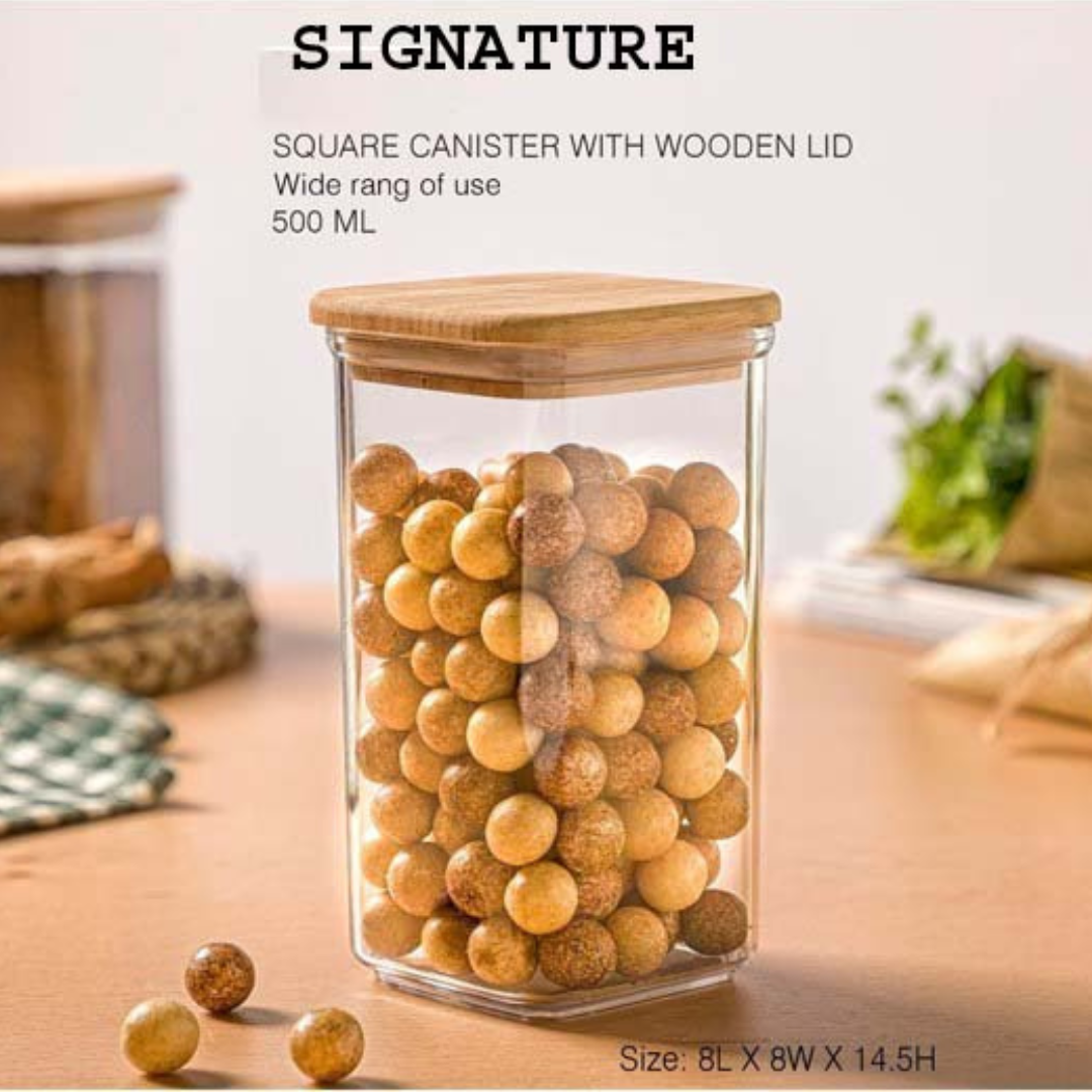 signature acrylic jar with wooden lid (6) Signature Acrylic Jar with Wooden Lid of 500 ml