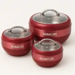Signature Hot Pot with Glass Lid – 3 Piece Set in Red Color