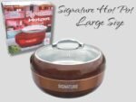 Signature Large Hot Pot with Glass Lid in Brown Color For Food Storage