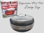Signature Large Hot Pot with Glass Lid in Grey Color For Food Storage