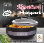 Signature Large Hot Pot with Glass Lid in Grey Color For Food Storage