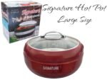 Signature Large Hot Pot with Glass Lid in Red Color For Food Storage