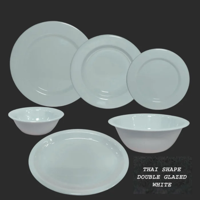 White Color Melamine Double Glazed Loose Dinner Range
