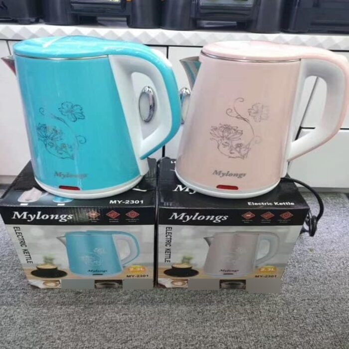 Mylong 2.3 Liters Electric Heat Kettle in Light Blue and Pink Color