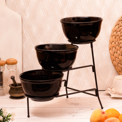 3 Pcs Gamla Bowl Medium With Black Stand