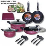 Signature Cookware Set with Marble Coating of 17 Pieces