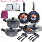 Signature Cookware Set with Marble Coating of 17 Pieces