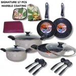 Signature Cookware Set with Marble Coating of 17 Pieces