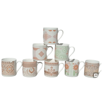 Ceramic Porcelain Green Juice Small Size Mug Full Print Pack of 6 Pieces For Drinking