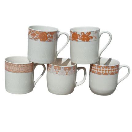 Ceramic Porcelain Small Mug Half Print Pack of 6 Pieces For Drinking