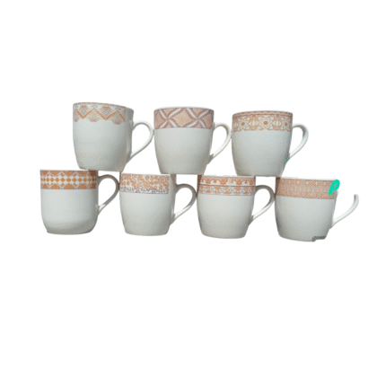 Ceramic Porcelain Small Mug Half Print Pack of 6 Pieces For Drinking